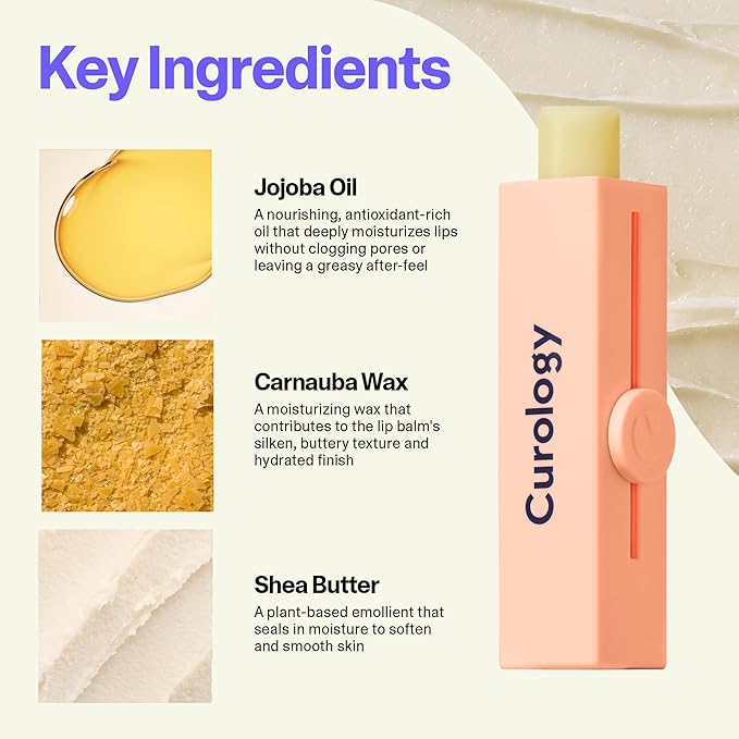 Curology Lip Balm, Nourishing Hydration for Dry Chapped Lips, Shea Butter Softens and Smooths, Subtle Passion Fruit