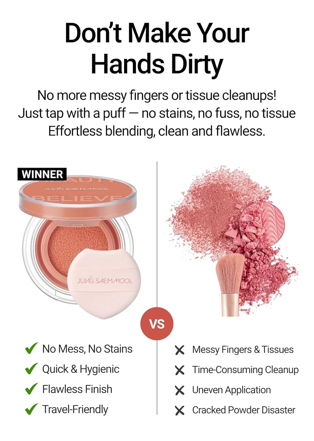 JUNGSAEMMOOL Artist Cushion Blush (Coral Halo) | Easy to Blend, Lightweight, Hydrating Korean Makeup Cushion Blush for Dewy & Glowing Cheeks