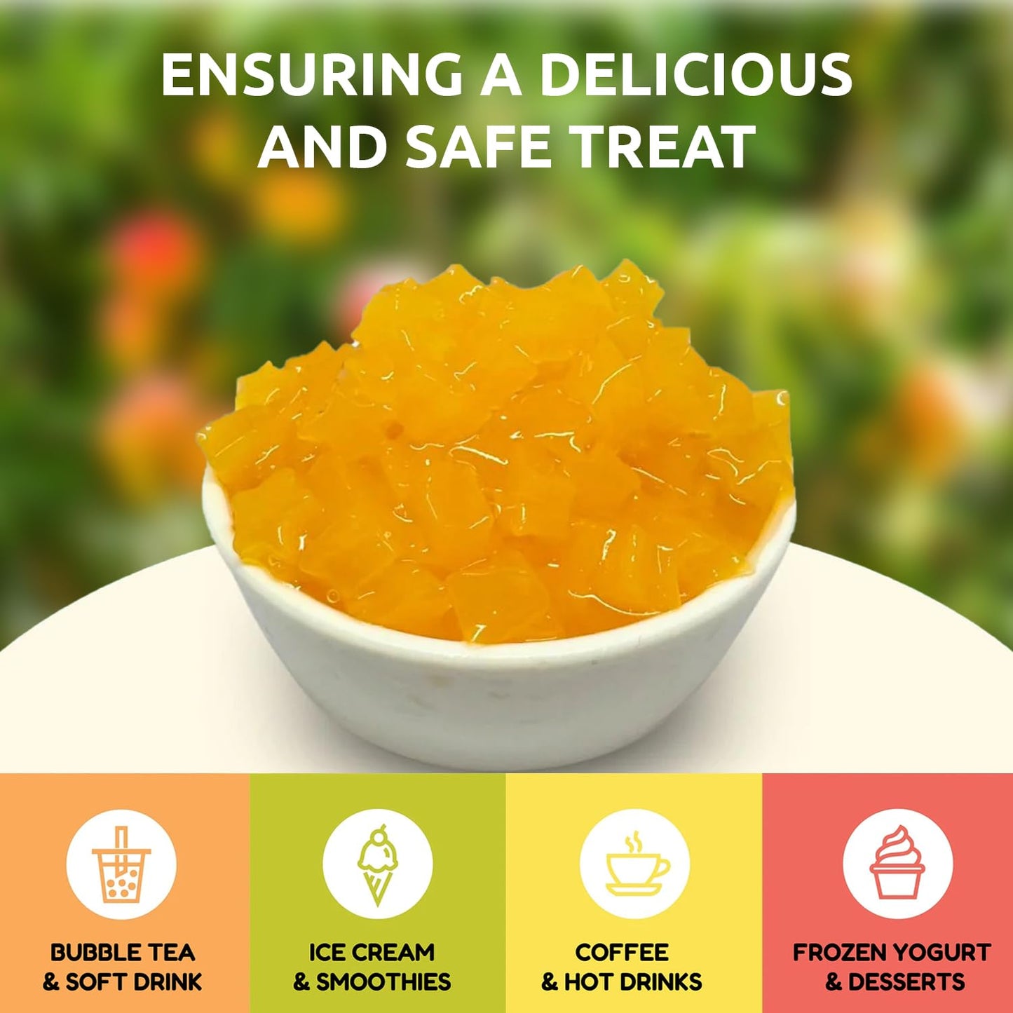 Fanale Coconut Jelly Topping nata de coco for Bubble Tea | Mango Star Jelly Topping for Boba Tea, Smoothies, Slushes, Desserts 400g(Pack Of 1)