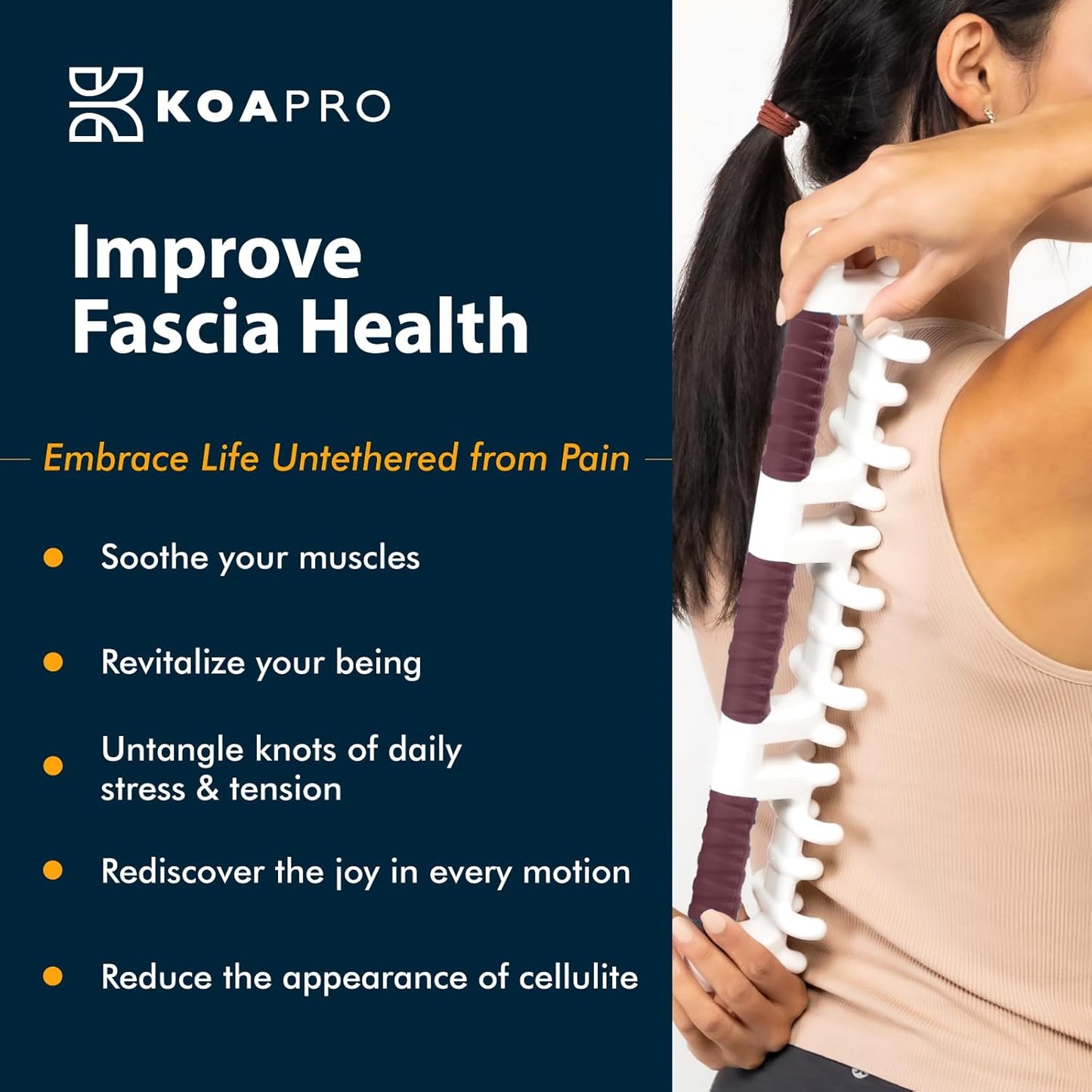 KOAPRO Facia Blaster for Cellulite and Sore Muscles – Large, Full Body Manual Trigger Point Massager for Deep Tissue Relief on Back, Neck, Legs, Myofascial Release Tool Alleviates Tension and Aches