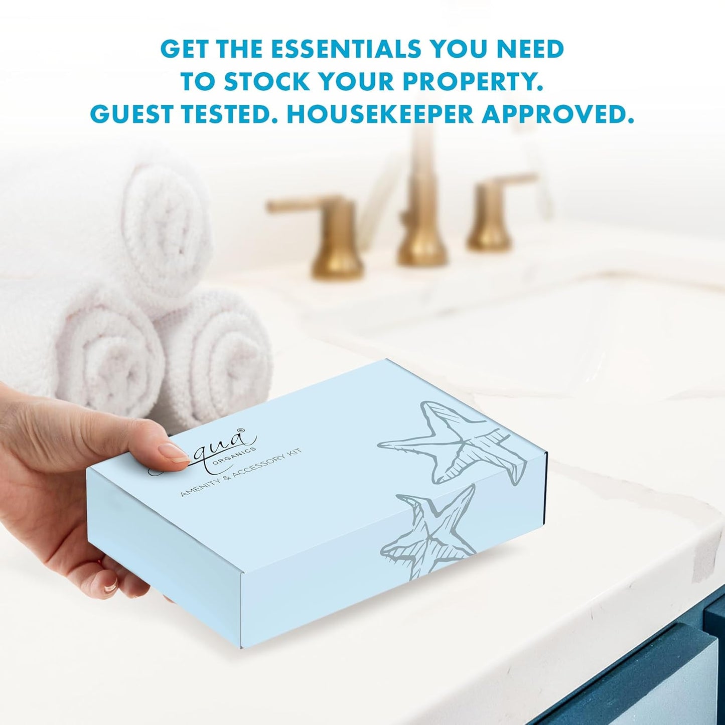 Aqua Organics Amenity Kit|Boxed Hotel Toiletries|Bulk Set 1 oz Travel Size Shampoo, Conditioner, Lotion, Body Wash & Bar Soap for Guest Hospitality AirBnB/Vacation Rentals|300 Pieces