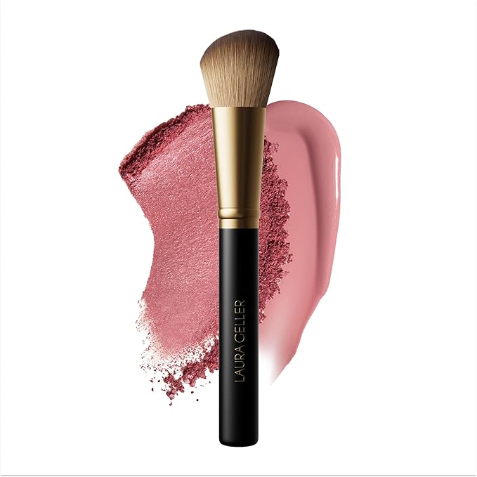 LAURA GELLER NEW YORK Angled Blush Brush with Black Wooden Handle & Dense Bristles for Makeup Application