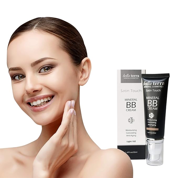 Bellaterra Cosmetics BB Cream - Tinted Moisturizer, Mineral Foundation Makeup, Light 102 | Skin Perfector, 1.69 oz