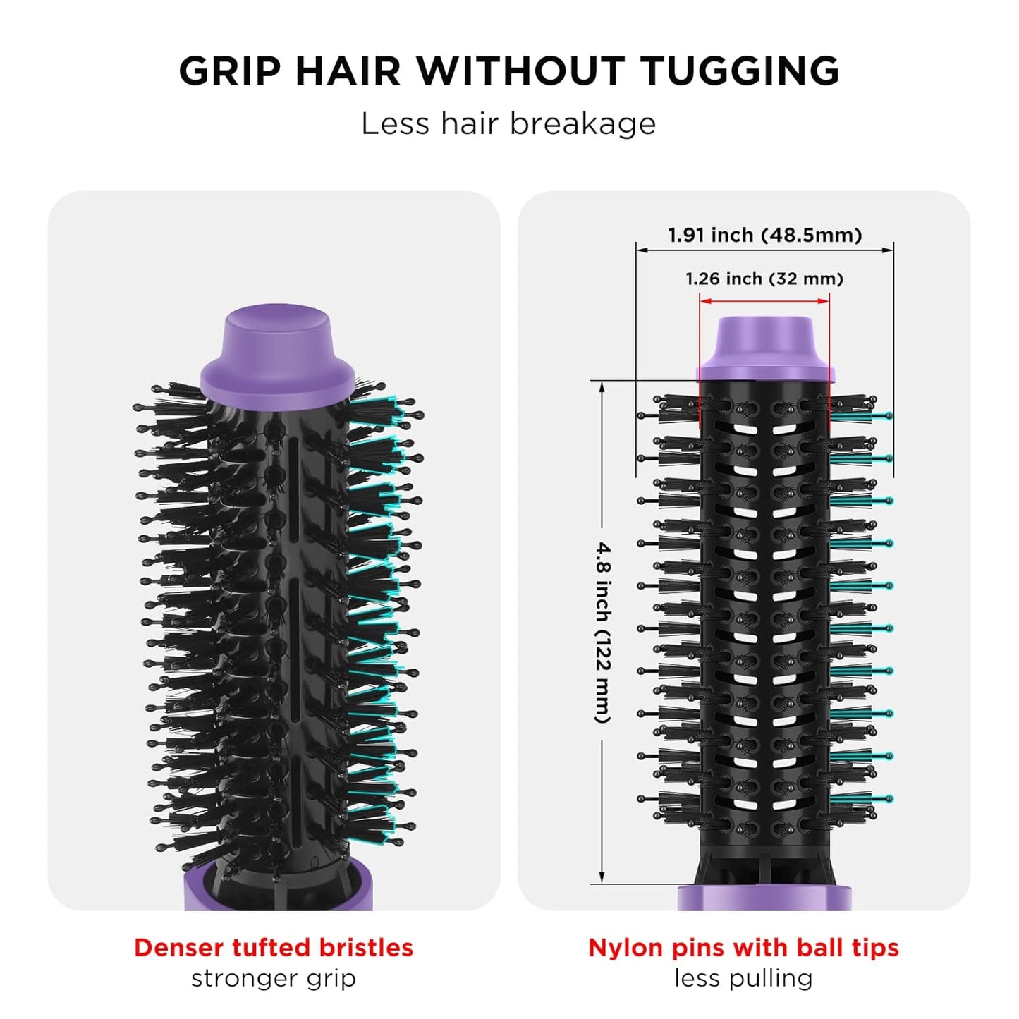 Hot Air Brush, Aima Beauty Salon One-Step Hair Dryer and Volumizer, 4-in-1 Hair Dryer Brush, Hair Styling Tools, Purple-Round