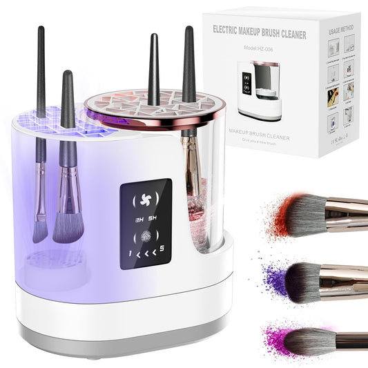 3 IN 1 Electric Makeup Brush Cleaner,Automatic Makeup Brush Cleaner with Makeup Brush Dryer,Portable USB Deep Cleaning for All Size Beauty Makeup Brush Set,Blush Brush,Sponges