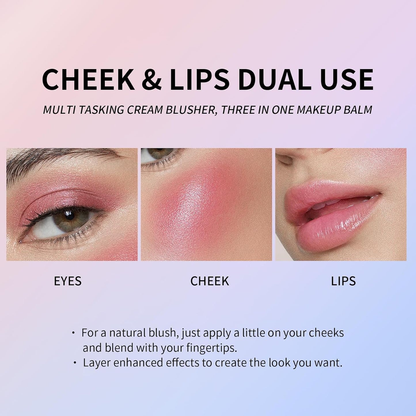 KYDA Black Cream Blush, Color Changing Tint, Magic Black Blush for Cheek & Lip, Natural Pink Glossy Face Blusher, Moisturizing Lightweight, Crystal Make Up Blush