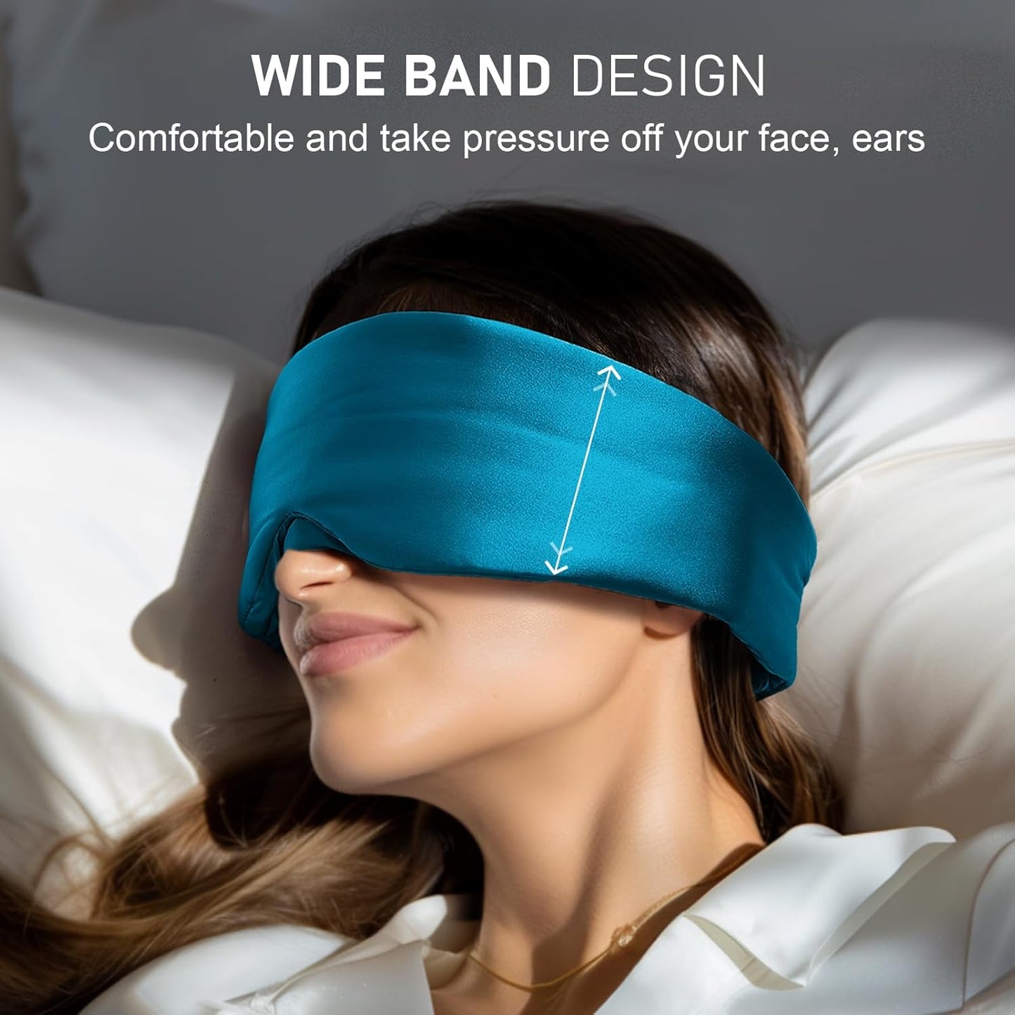 LitBear Silk Sleep Mask for Side Sleeper, Eye Mask Sleeping for Women Men 100% 22 Momme Pure Mulberry Silk, Face-Hugging Padded Eye Cover for Sleeping with Adjustable Band (Peacock Blue)