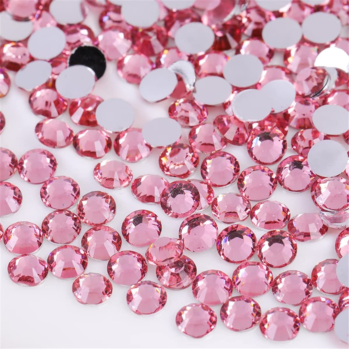 500 Pieces SS30 6mm Flatback Rhinestones Clear Glass Round Gems Crystals for Nail Art DIY Crafts Clothes Shoes Bags （Pink）
