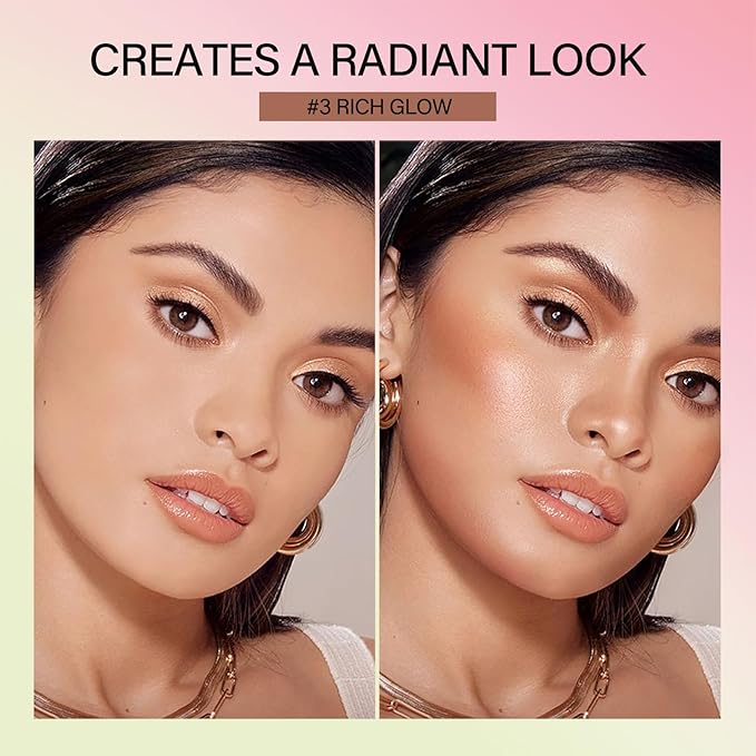 Cream Bronzer Stick,Contour Stick Facial Contouring Stick,Long Lasting Highlighter Waterproof Highlight Makeup,Buildable Shimmer Sparkle Face Bronzer Face Shaping,02 Soft Glow