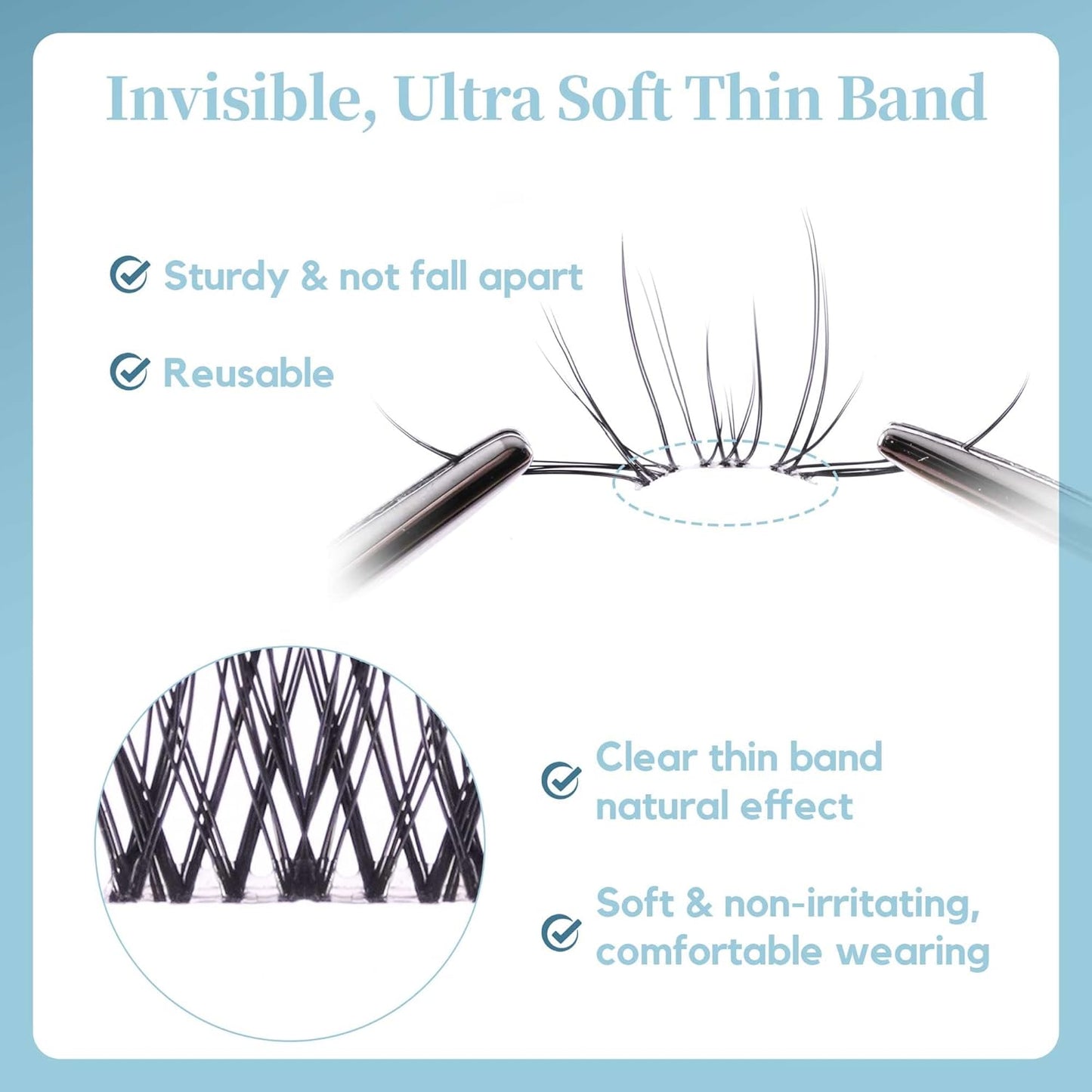 GAQQI Lash Clusters Volume & Wispy Eyelash Clusters 10-14mm Cluster Lashes 120PCS, Cluster Eyelash Extensions C Curl, Ultra-thin & Soft Clear Band False Lashes Wide Band (WING)