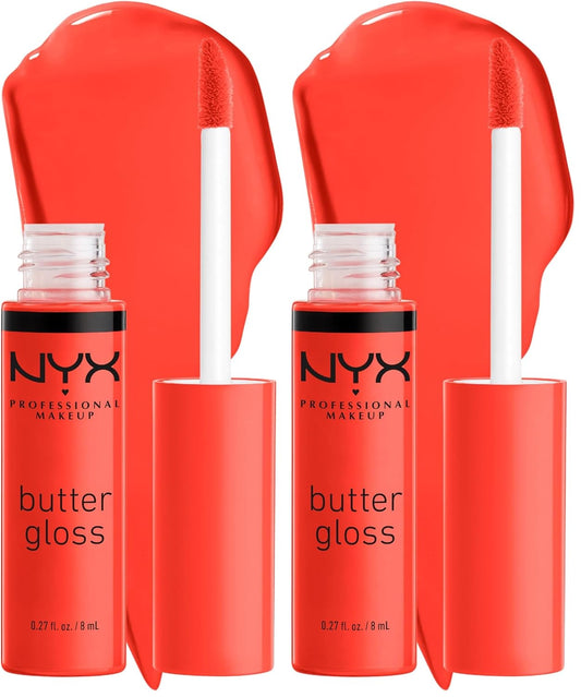 NYX PROFESSIONAL MAKEUP Butter Gloss, Non-Sticky Lip Gloss - Orangesicle (Orange) (Pack of 2)