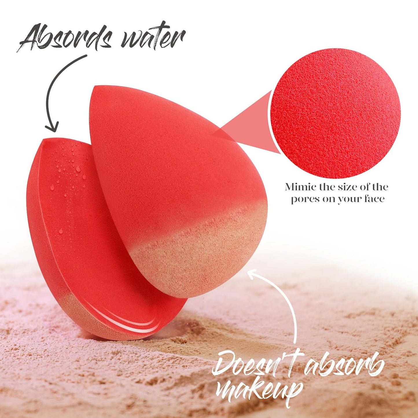 BEAKEY Makeup Sponge 5 Pcs Set, Latex-Free and Soft Boun Boun Beauty Sponge for Blending, Makeup Sponges for Foundation, Liquid, Cream and Powder. Blender for Enhanced Make Up Application