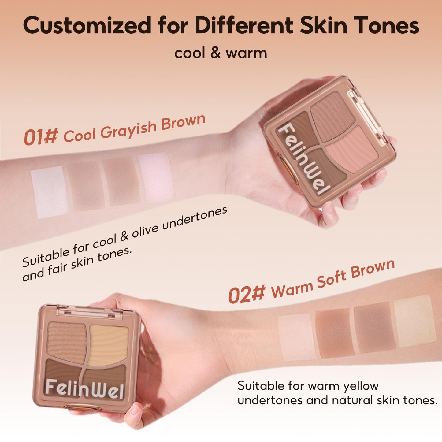 Highlight Contour Makeup Palette Effortless Blending Matte Shimmer Highlighter Palette and Bronzer Powder for Cool Toned Skin