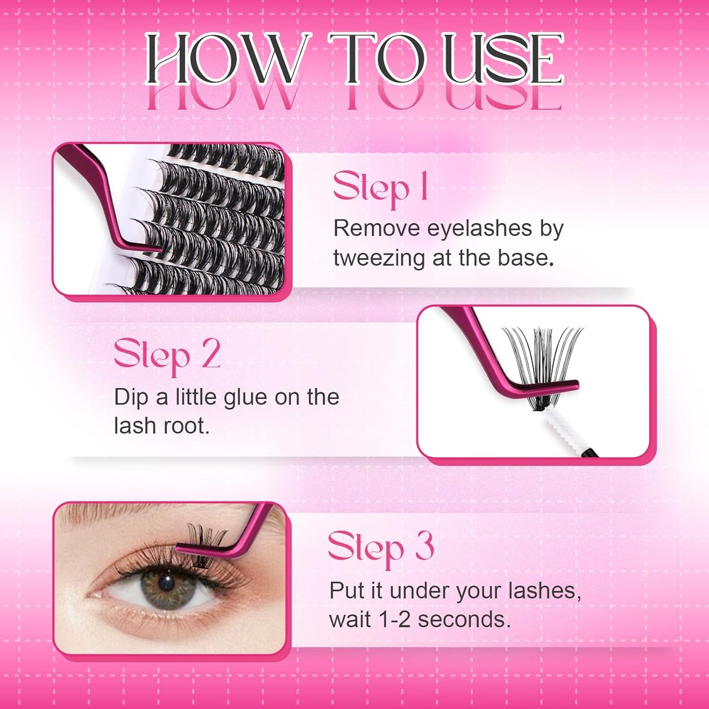 FADLASH Cluster Lashes D Curl Wispy Individual Lashes DIY Eyelash Extension Natural Look Reusable Fluffy Cluster Eyelash Extensions Self Application at Home (50D-0.07D-12-18MIX)