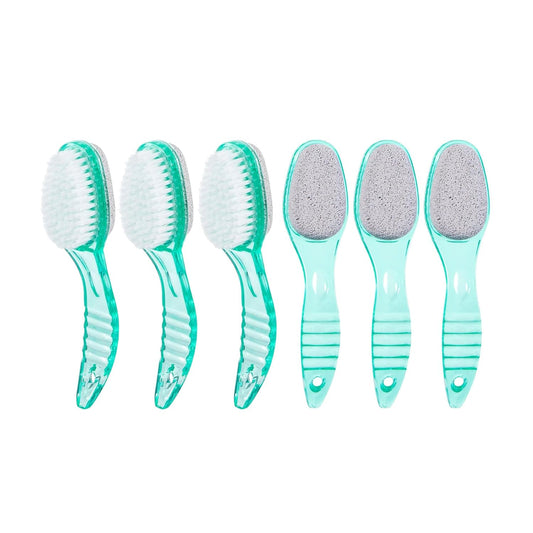 6 Pcs Foot Brush for Shower with Handle 2 in 1, Ooloveminso Large Foot Pumice Stone Brush Scrubber Foot File Calluses Remove Suitable for Horniness Foot Spa, Foot Care Smooth Skin (Green)