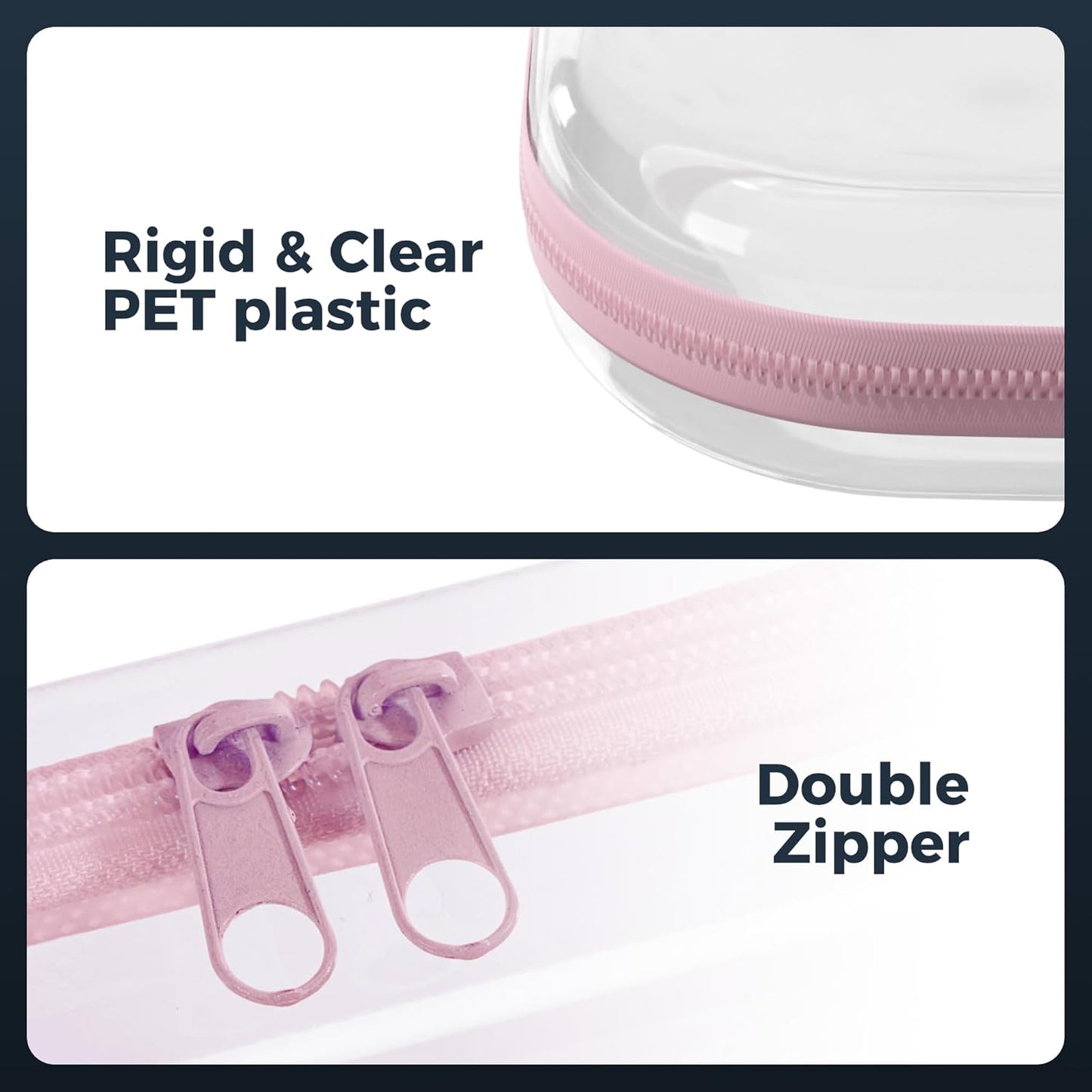 Extra Large 13.7" Durable Clear Hard Zipper Case 6 Pack, 2x Large, 2x Medium, 2x Small, Clear Travel Makeup Bag, Hard Plastic Travel Toiletry Bag for Women, Toy & Make Up Organizer Pouch