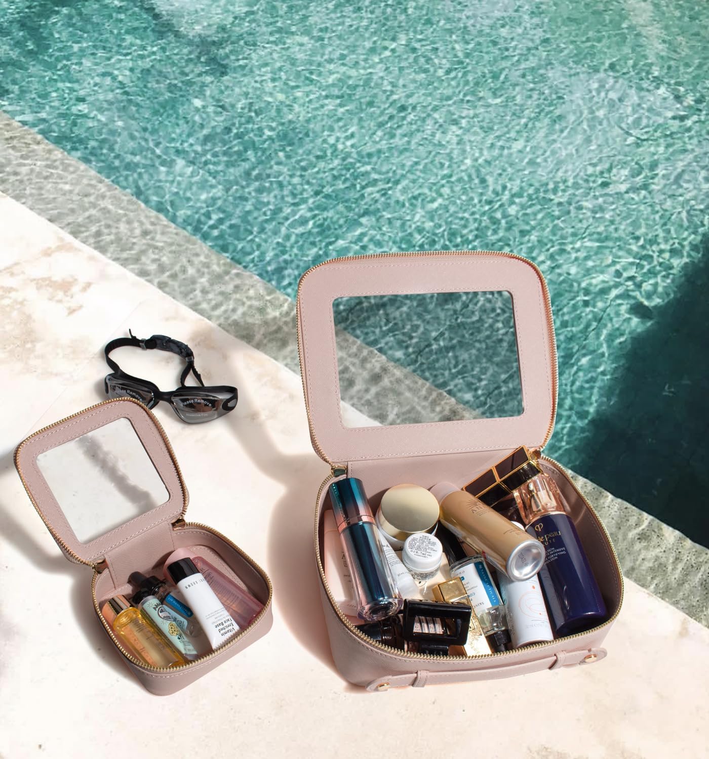 Clear Makeup Bag Small, TSA Approved Portable Toiletry Bag with Zipper Cosmetic Travel Bag Makeup Organizer Case Mini Makeup Pouch for Purse Car Organizer Bag for Women Men