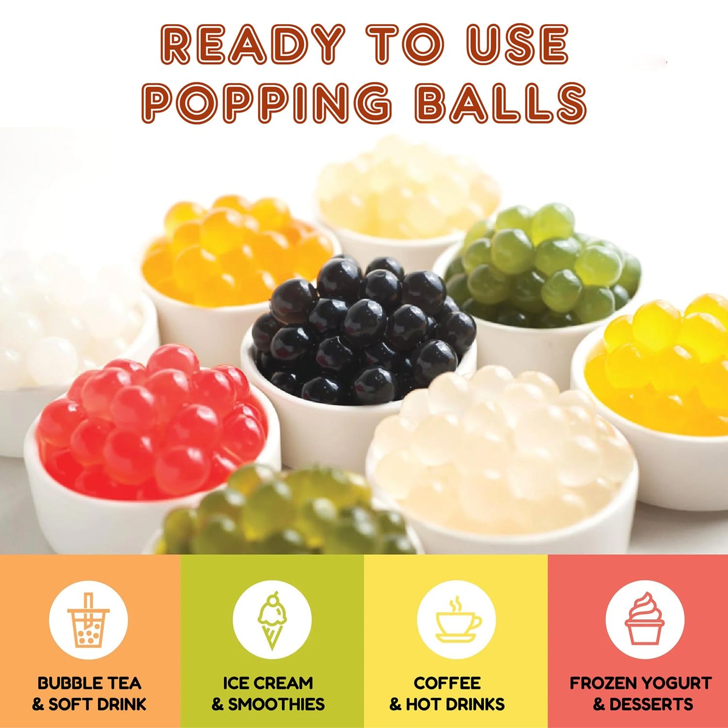 Fanale Kiwi Popping Boba Pearls, Vegan, Non GMO, Gluten Free, Fat Free, Perfect for Bubble Tea, Smoothies, Ice Cream, Desserts, and Beverages.
