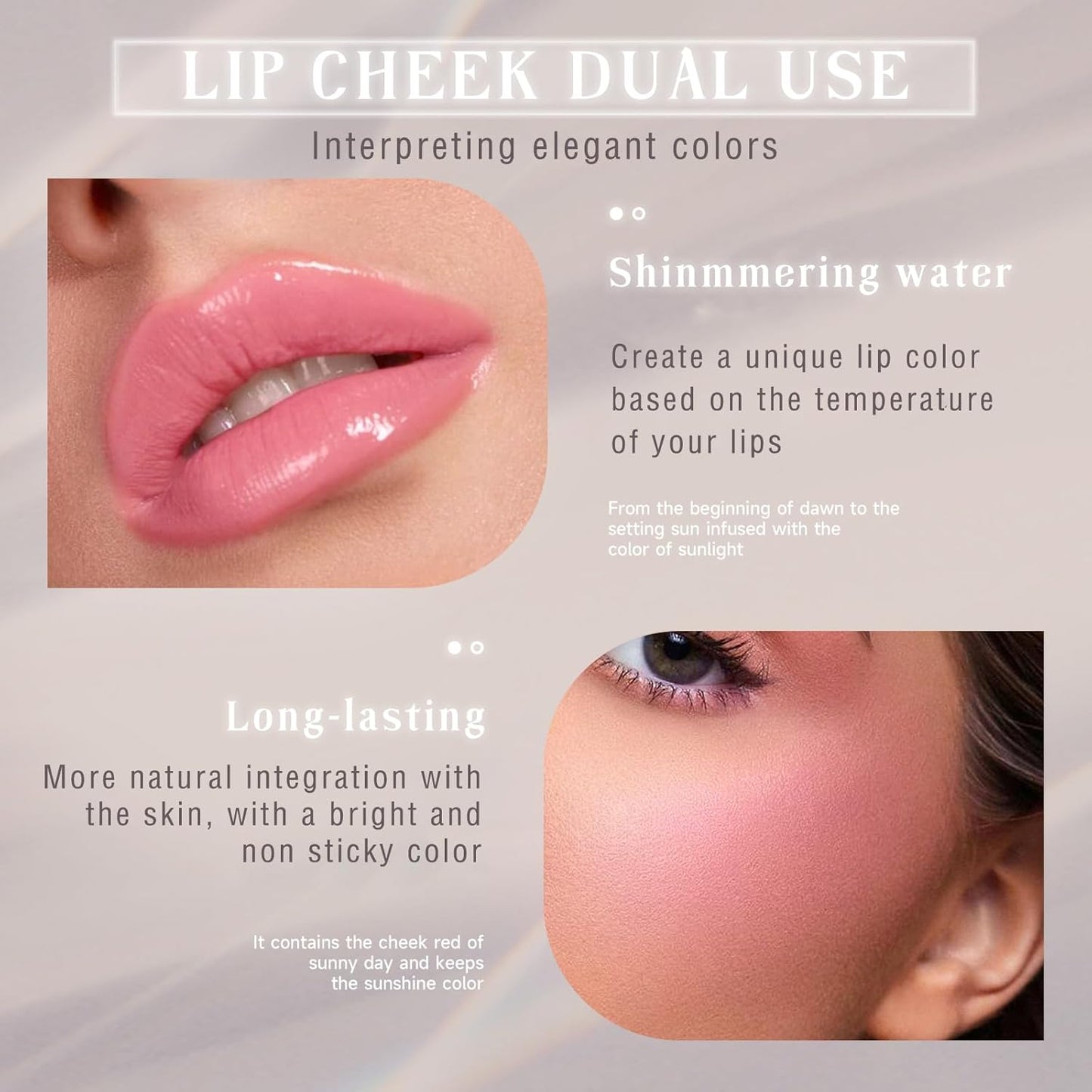 2PCS Color Changing Blush Stick for Cheeks Makeup,Clear Blush PH Temperature Change Magic Pink Cream Blusher Waterproof Multi-Use Lips and Face Tint,Matte Finish Natural Lightweight Jelly