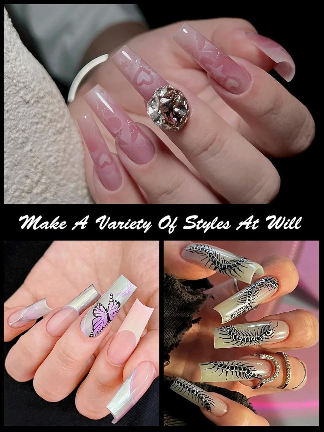 EBANKU Poly Gel Nail Forms, 120Pcs Coffin Matte Dual Nail Forms Clear Nail Molds Square Full Cover Nail Tips for Nail Extension Nail Art DIY 12 Sizes