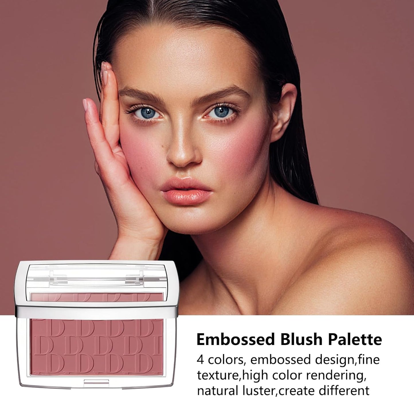 Embossed Blush, Palette Pink Dark Powder Blush Palette
