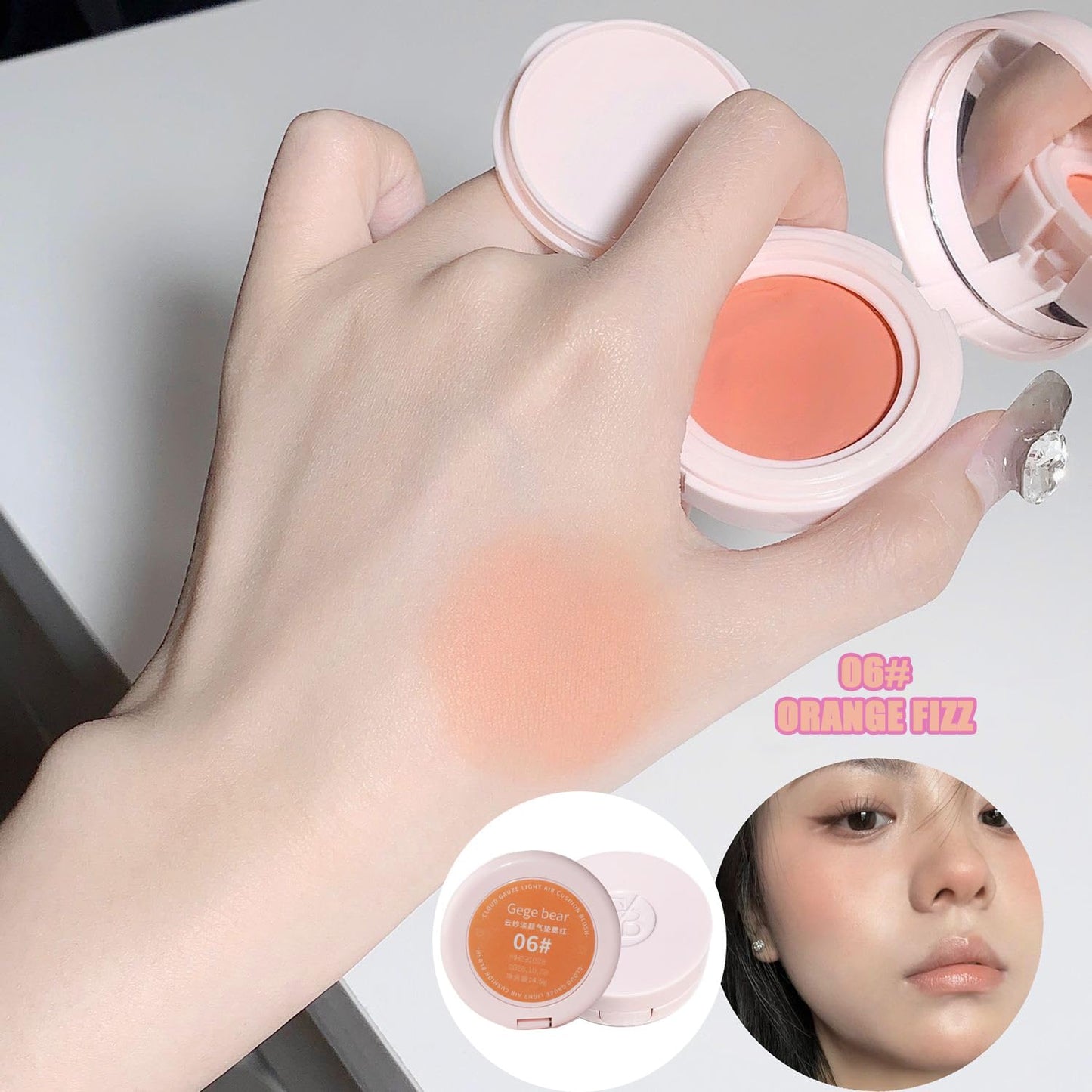 Air Cushion Blush,Wearing Skin Tint Blush Makeup for Cheeks,Smudge Proof, Natural-Looking, Dewy Finish,Easy to Apply and Create a Natural Flush