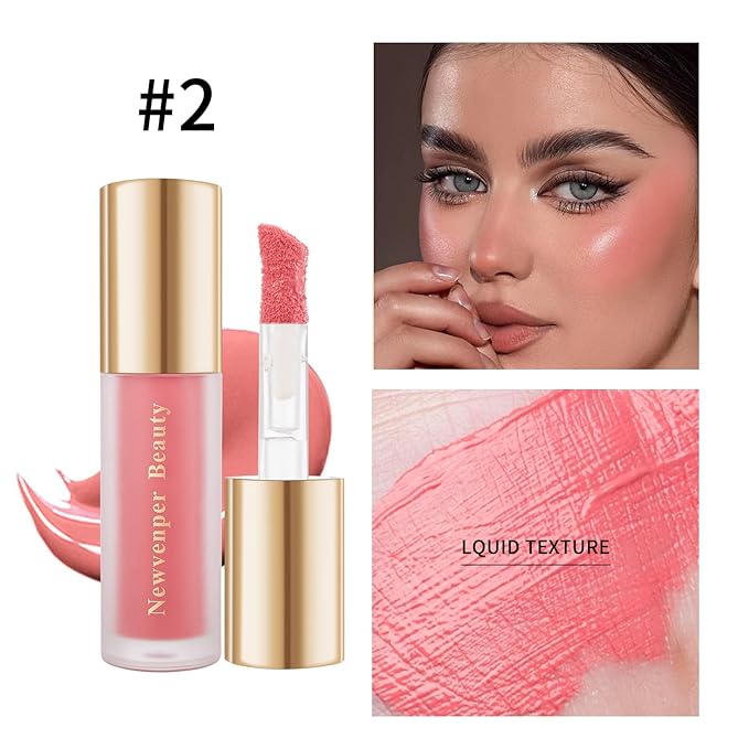 Face Blush with Brush Liquid Blush for Cheeks Long Lasting & Smooth Creamy Formula Lightweight Blush Stick Blush Wand Crystal Pink