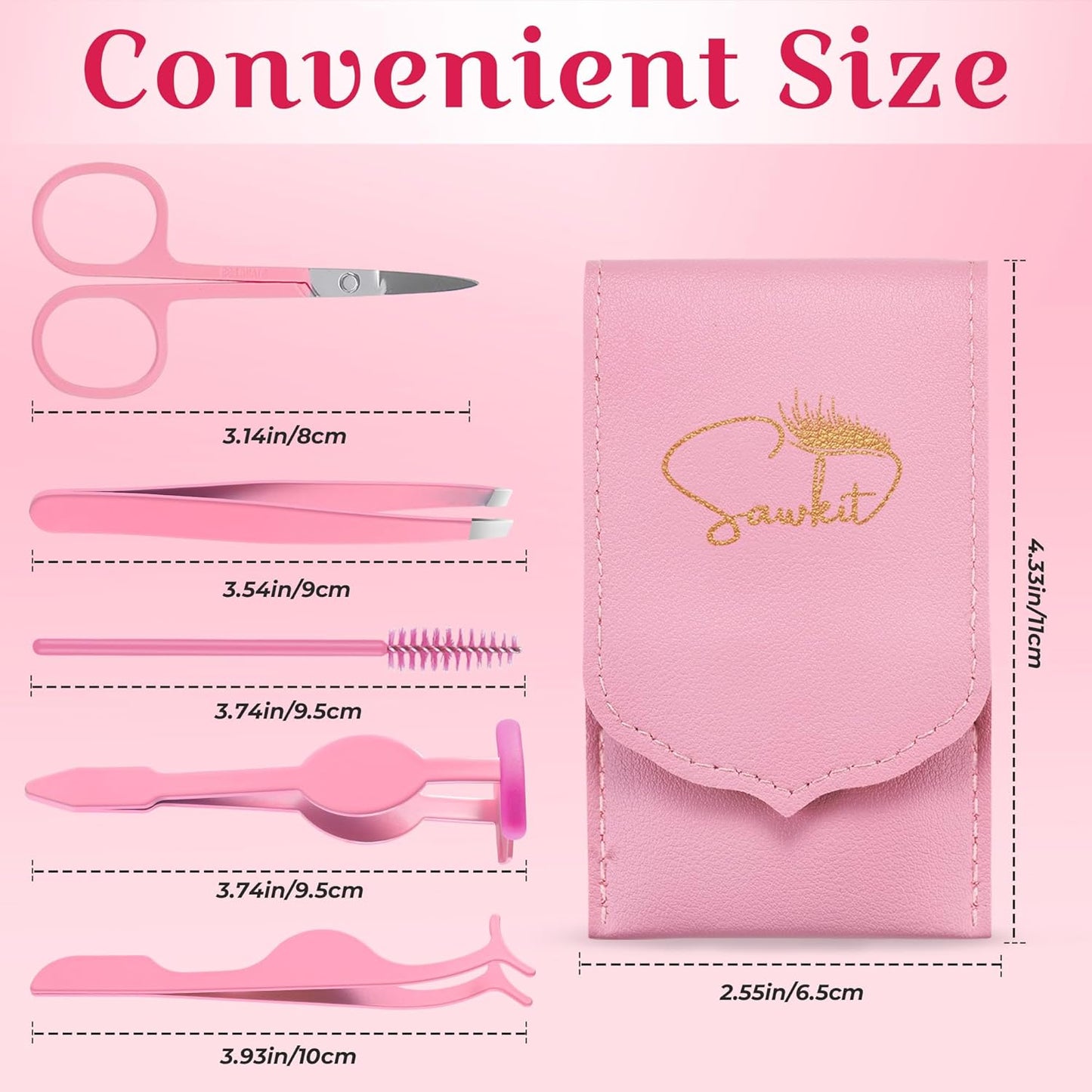 Eyelash Applicator Tool – 5-in-1 Lash Applicator Tool Set with Pink Eyelash Extension Tweezers, Scissors, for Eye Lash Clusters, Cluster Lashes