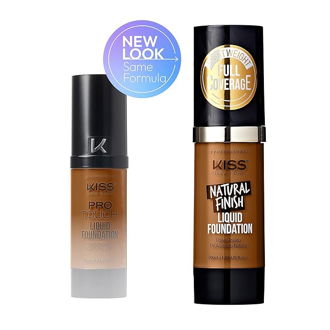 Kiss New York Professional Liquid Foundation - Lightweight and Hydrating Formula, Natural Finish, Control Shine, Cover Pores, Medium to Full Coverage, Green Tea Extract (Maple)