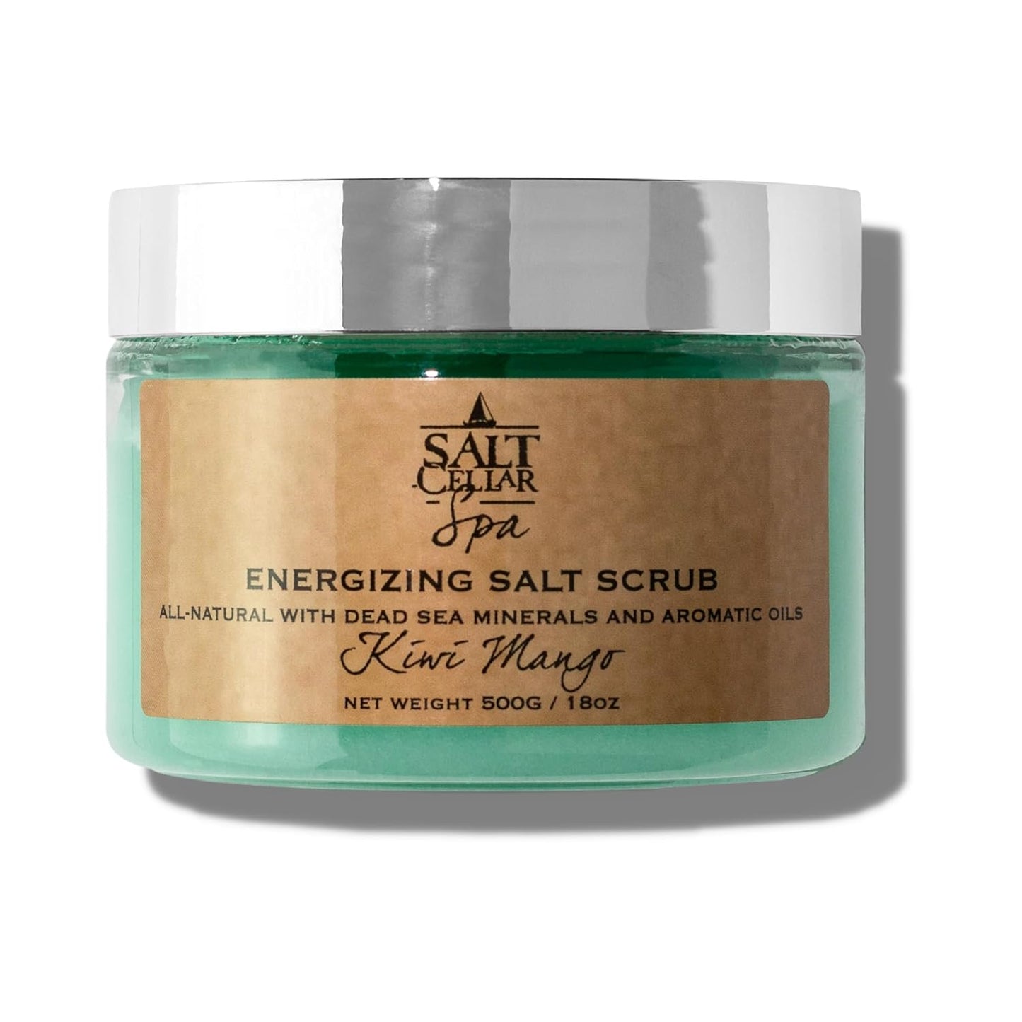 Salt Cellar Spa Skin Reviving Kiwi Mango Salt Scrub - Energize Your Skin with Dead Sea Minerals - Revive, Refresh, and Rejuvenate - Made in Israel, Cruelty-Free, 18 oz.