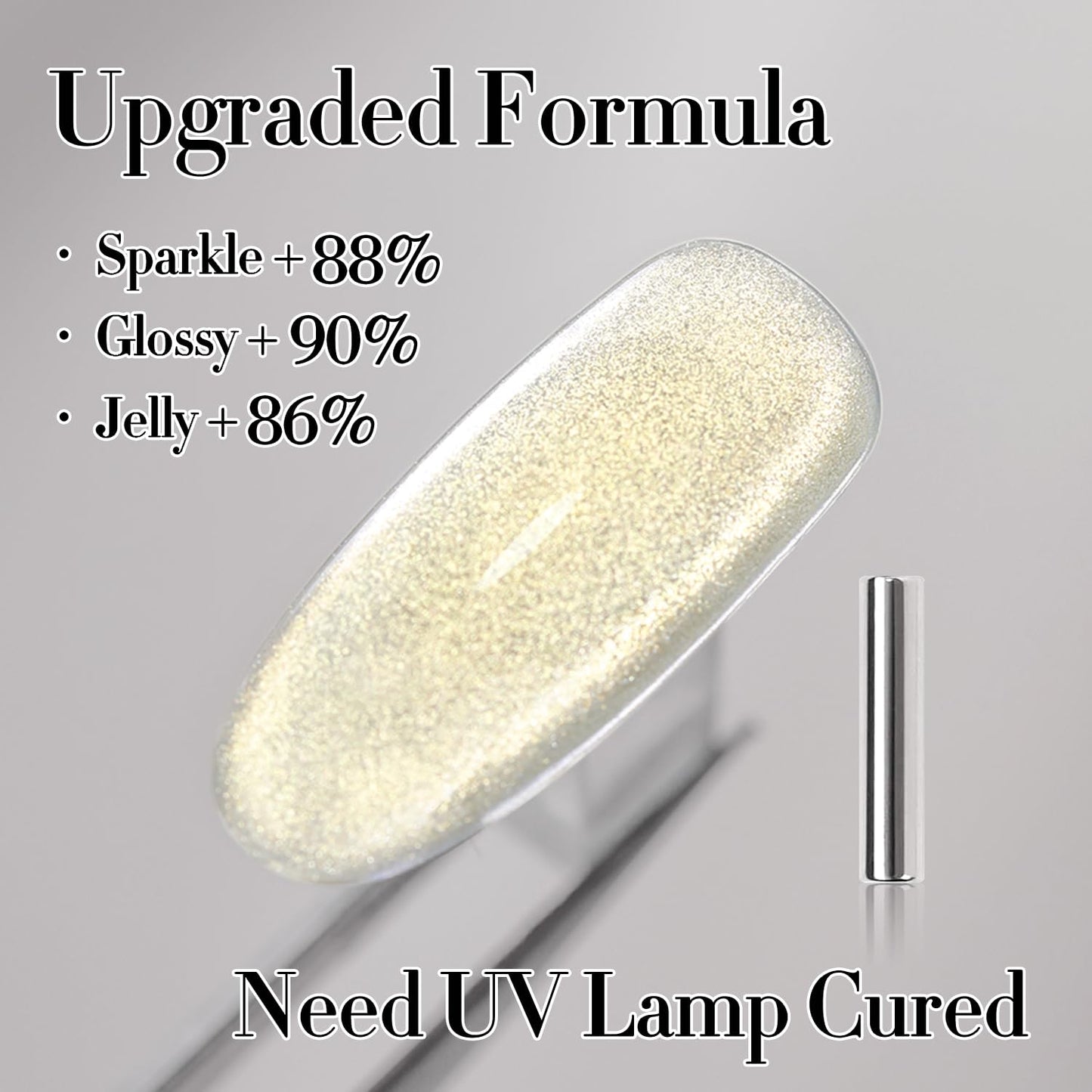 Double Rhythm Cat Eye Gel Polish with Magnet 15ML Ice Glass Holographic Glitter Shimmer Translucent Sheer Color Salon Soak Off Magnetic at Home (Gold-MC1140)