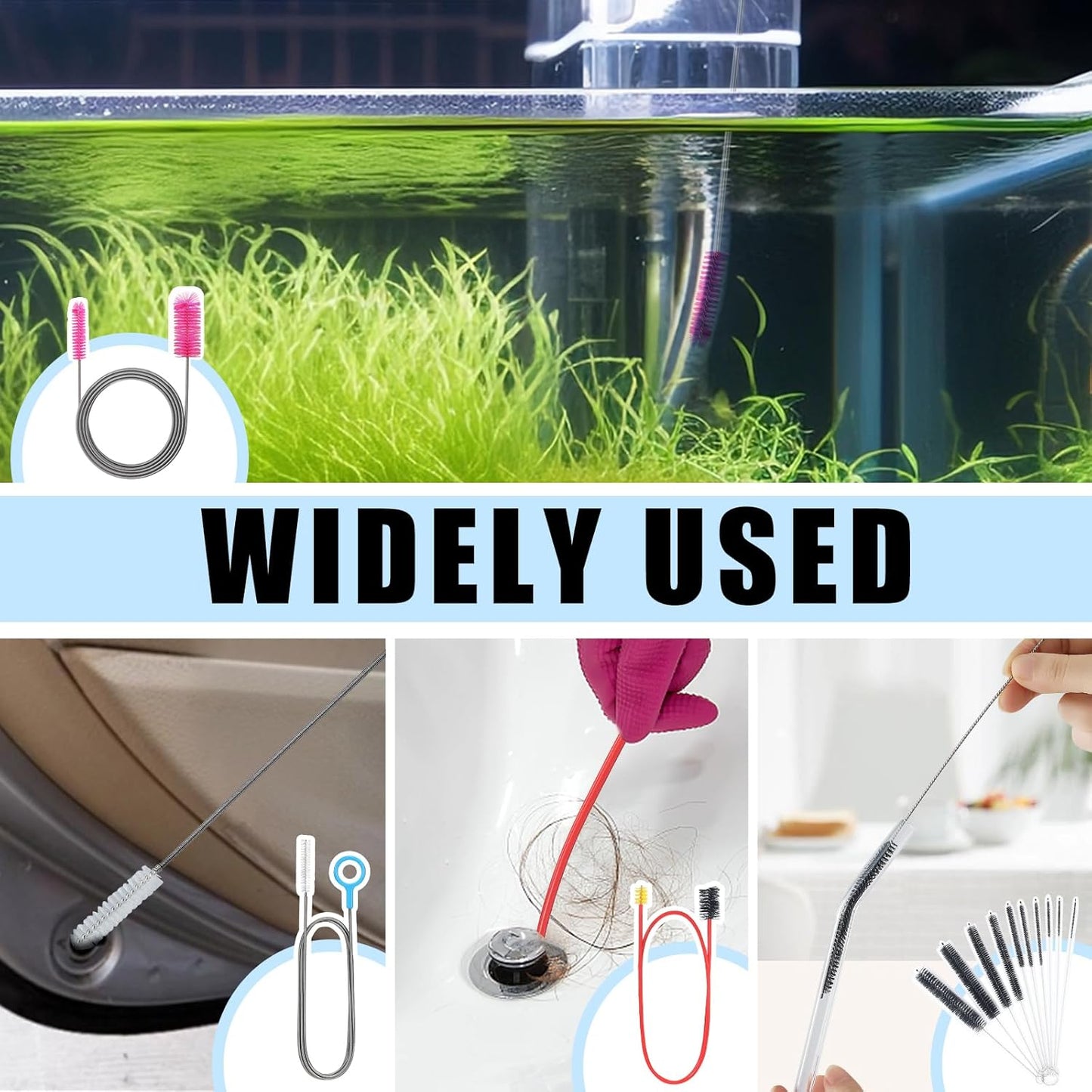 Flexible Pipe Cleaner, Clog Remover for Sink, Household Sewer Hair Brush, Long Drain Brush with Flexible Feeding Tube - 13pcs