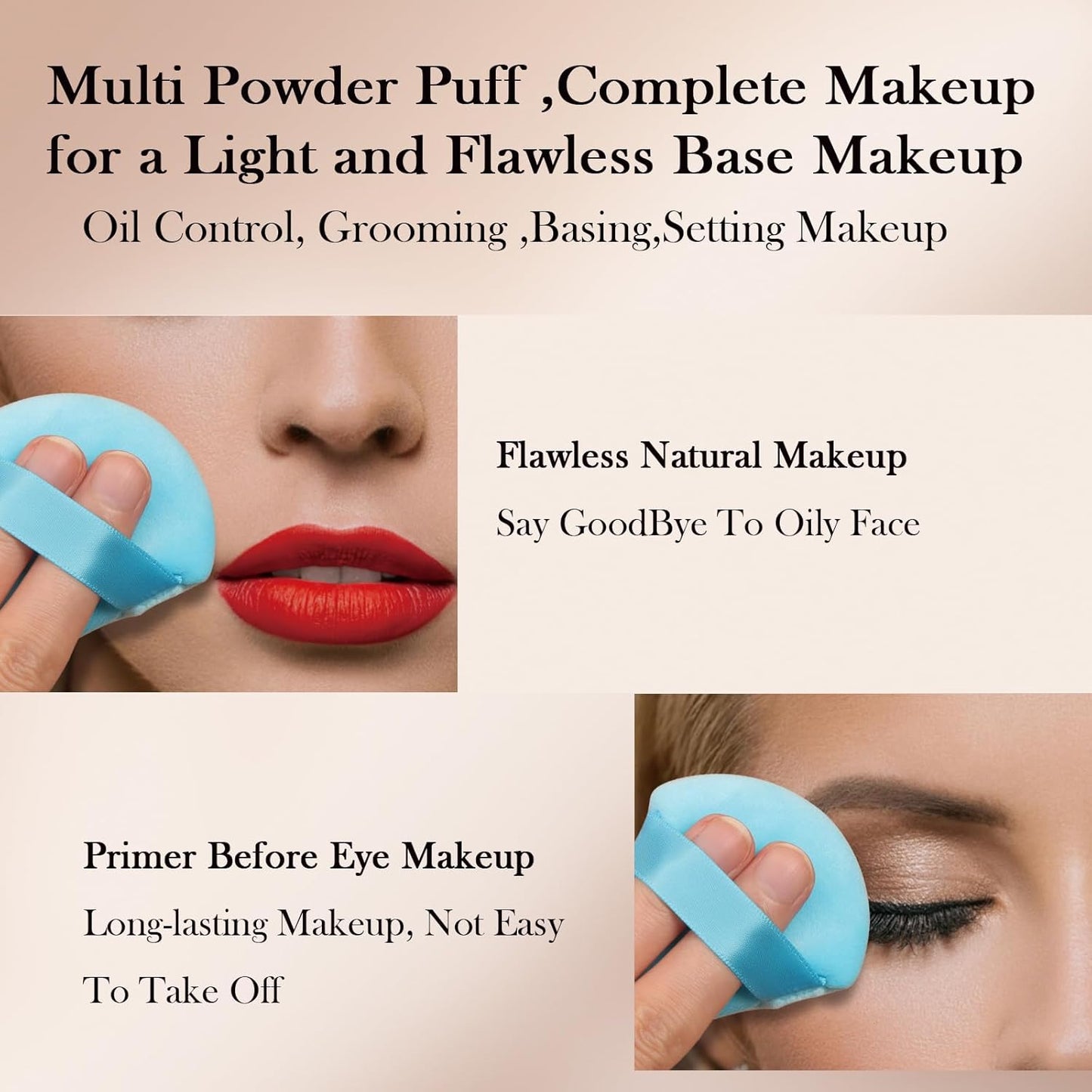 Powder Puff Daubigny 6 PCS Makeup Puff Face Soft Triangle Powder Puffs for Loose Powder Mineral Powder Body Powder Velour Cosmetic Foundation Sponges Blender Beauty Makeup Tools(Blue)