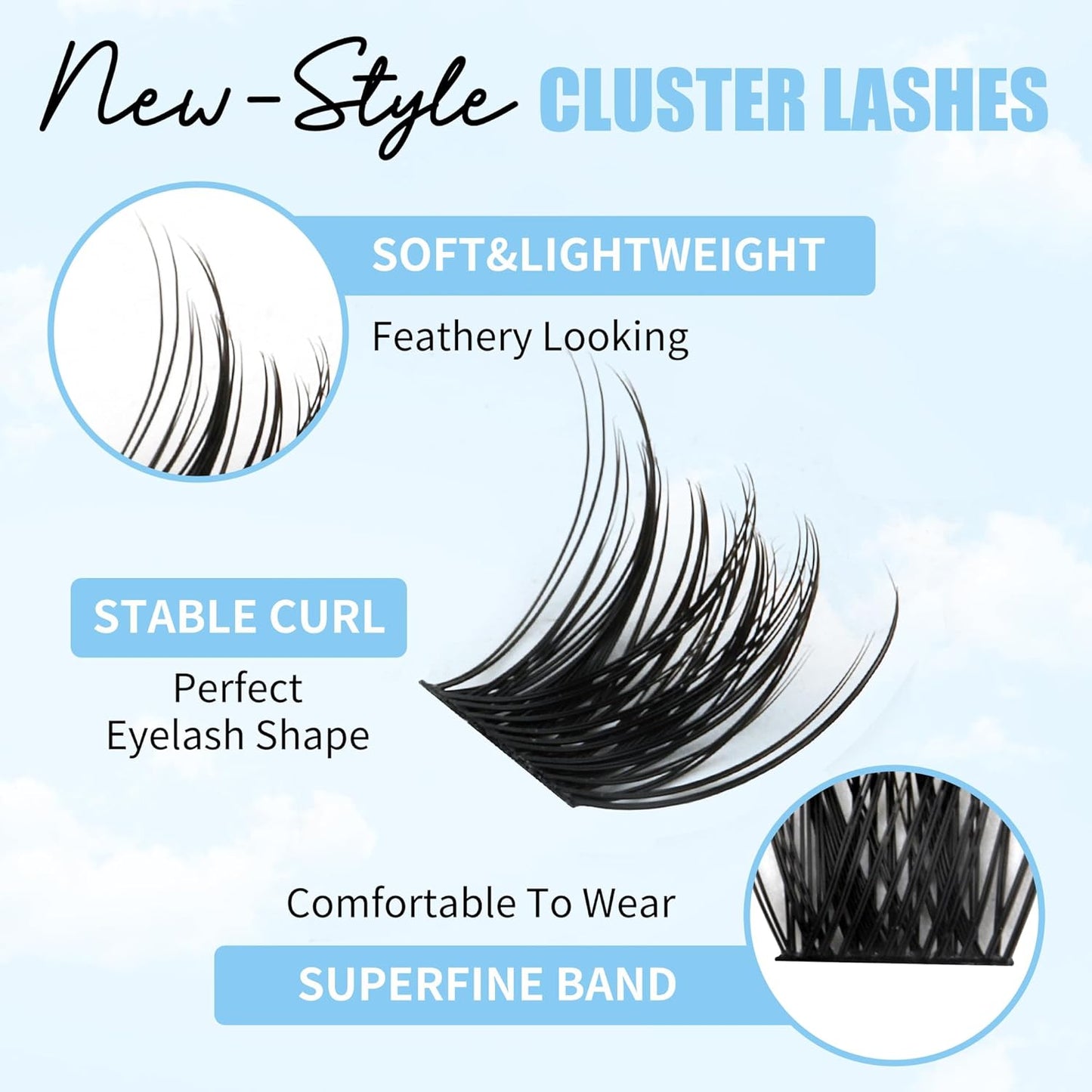 Lash Clusters GEMERRY Cluster Lashes 150 PCS Individual Lashes Two Styles Eyelash Clusters Wide Stem Soft Fluffy Cluster Eyelash Extensions DIY at Home (Sunshine/Rainbow-0.07-D-8-16MIX)