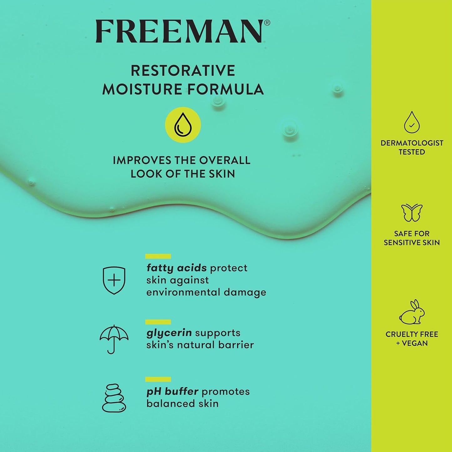 Freeman Restorative Moisturizer + Hydrating Skin Facial Shield, Lightweight Face Serum, Infused With Aloe Vera & Ceramides, Soothes & Calms, Relieves Dry Skin, 3 fl.oz./ 89 mL Bottle