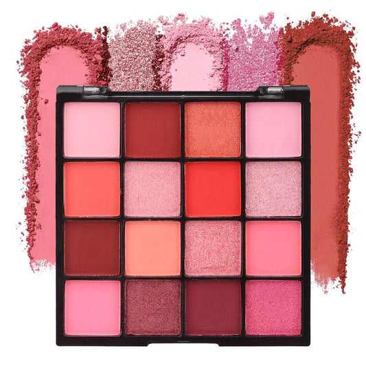 16 Girds Colorful Matte Shimmer Eyeshadow Palette for Eye Makeup,High Pigmented Eye Shadow Primers Powder Palet de sombras de ojos-Pink Red#