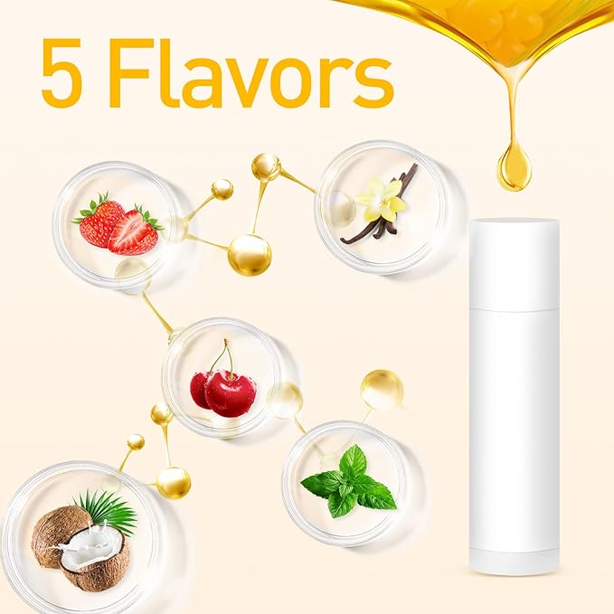 DMSKY 100 Pack Lip Balm Unlabeled, Natural Lip Balm Bulk Blank Tube, Lip Balm for Party Favors and Gift Basket Filling, Wedding or Baby Shower-5 Flavors