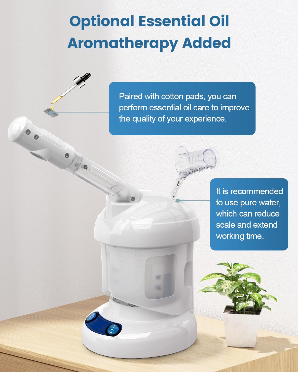 Tabletop Facial Steamer - Kingsteam Nano Ionic Face Steamer with 360° Rotating Arm, Moisturize, Remove Blackheads, Portable Facial Steamer for Home Facial Spa or Beauty Salon, White