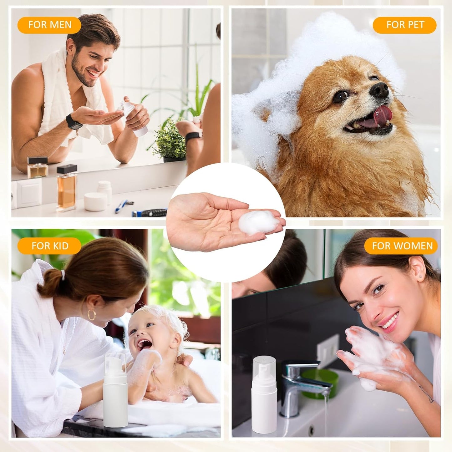 50pcs Foam Pump Bottles 1oz/30ml Plastic Mini Empty Dispenser DIY Travel Face Cleanser Mousse Soap Foam Bottle Refillable Hand Soap Eyelash Shampoo Cosmetics Portable Travel Pack(White)