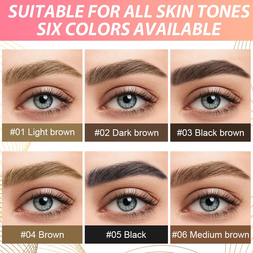 evpct 1Pcs Light Brown Magic Microblading Eyebrow Contouring Pen Brow Pencil, with 4 Brush Micro-Fork-Tips Precise Applicator, Dual-ended Eyebrow Brush, Hair Like Strokes, Natural Looking Brows