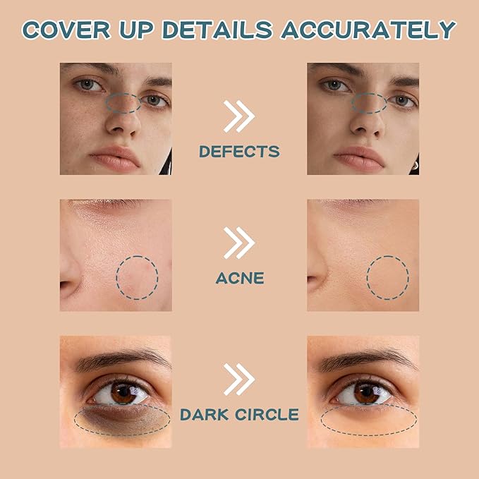 Concealer Stick Full Coverage, Cream Color Corrector Makeup, Dual Ended Conceal Pen with Brush, Waterproof Matte Eraser Dark Circles, Blemish, Pores, Spots Buildable for All Skin Types- Natural