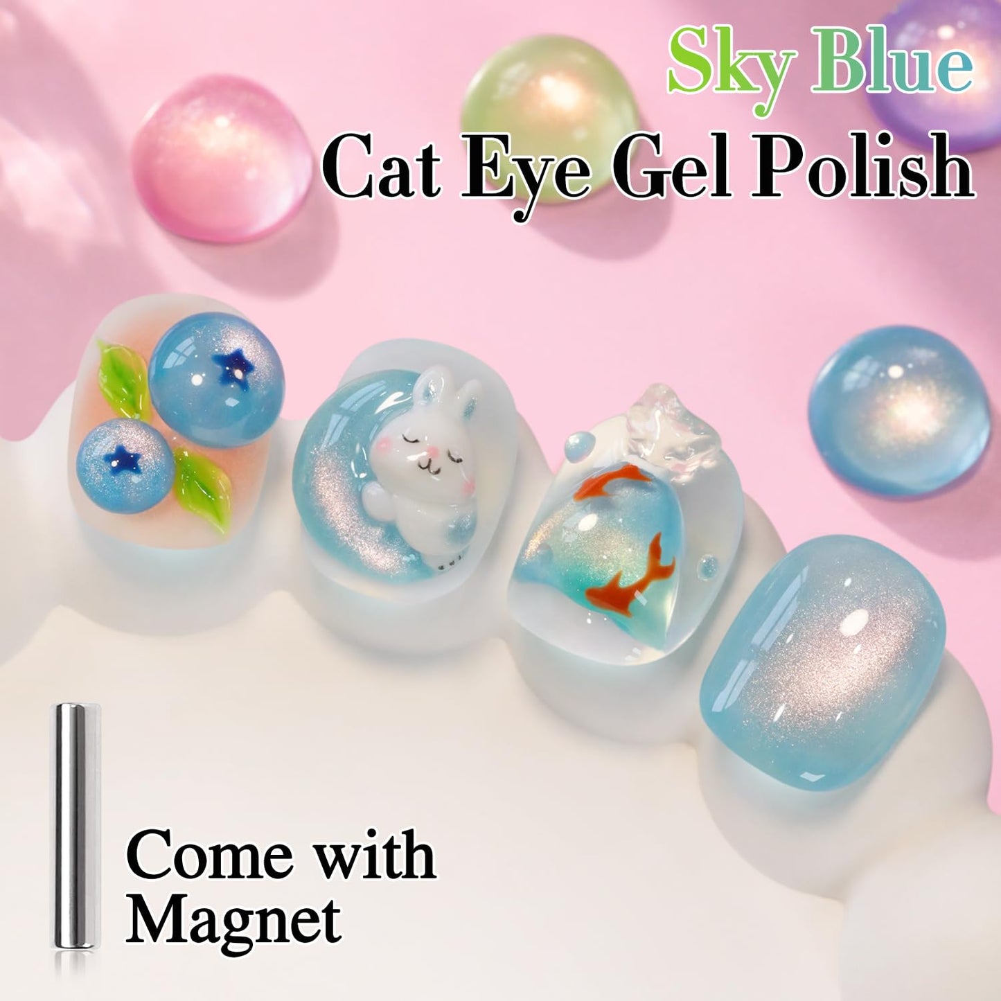 Double Rhythm 0.5 OZ Cat Eye Gel Polish with Magnet 15ML Holographic Glitter Shimmer Translucent Jelly Color Magnetic Nail Polish Salon DIY at Home (Fruit Teal Green-MC1211)