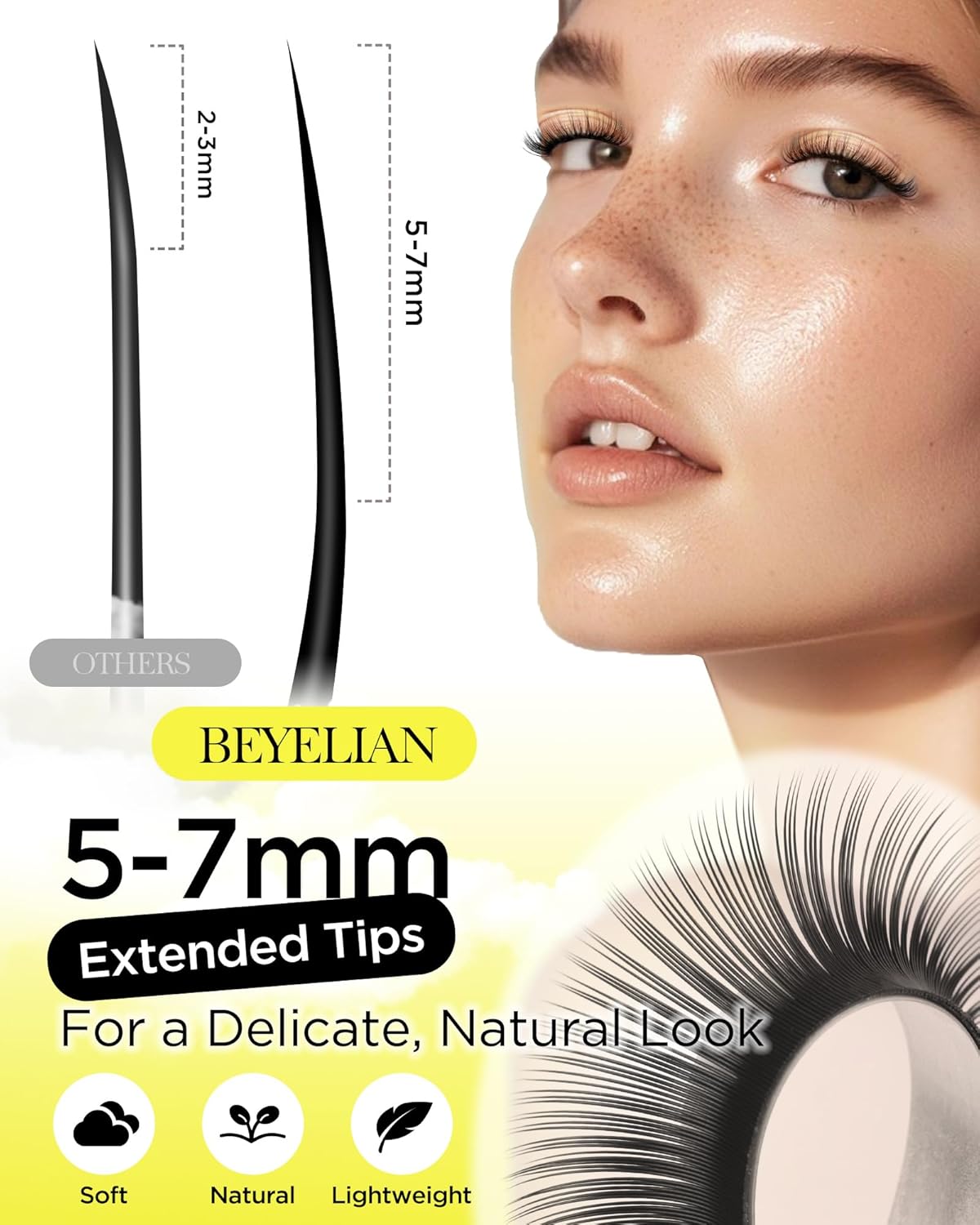BEYELIAN Eyelash Extension 0.05 D Curl 10mm Tray Easy Fan Lash Extensions Volume Lashes Professional Use Natural Matte Black Professional Salon Use (0.05 D 10mm)