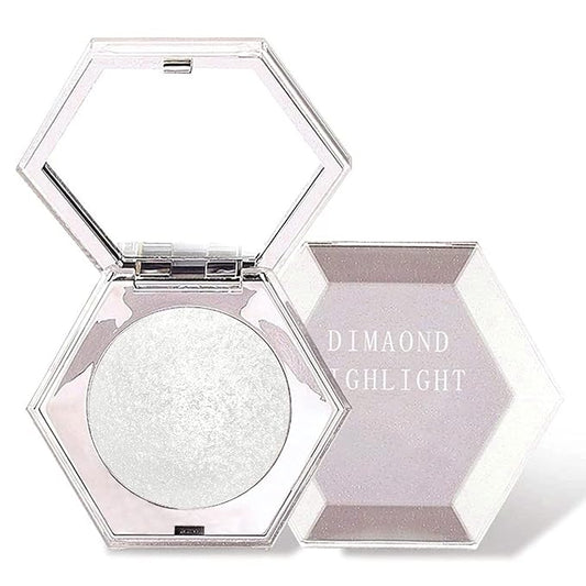 Erinde White Silver Face Highlighter Makeup Palette, Shimmer Glitter Highlighter Powder for Face Body, Natural Glossy Highlight Makeup Illuminator Highlighter Palette, Long-Lasting, Lightweight, 01#