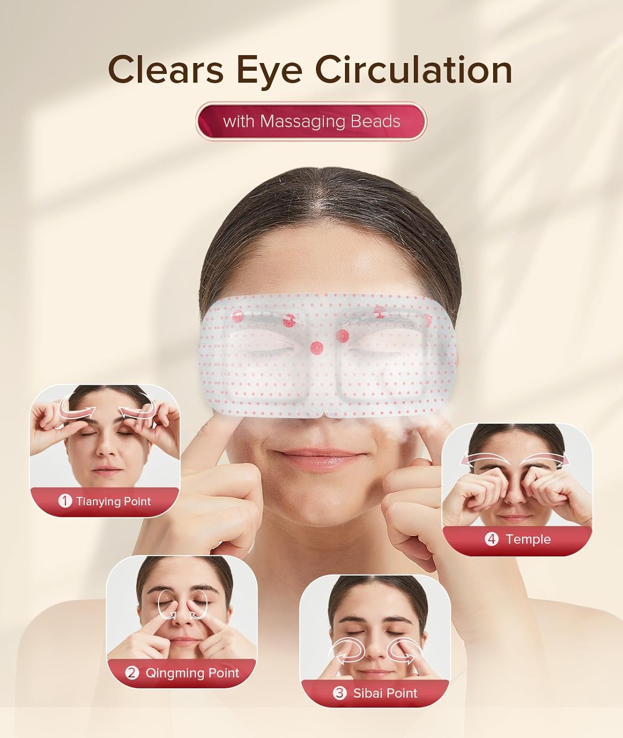 3D Self Heated Eye Mask for Dry Eyes with 100+ Soft Beads,Steam Eye Mask for Sleeping,Relaxation, Disposable, Spa, Travel Gifts for Women, Men 14 Packs