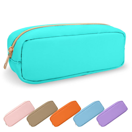 Small Pencil Case Makeup Bag for Purse, Cute Pencil Pouch Preppy Nylon Makeup Brush Bag with Zipper , Girls Portable Stationery Storage Case Small Pen Bag for Office School College(Slim-Cotton Candy)