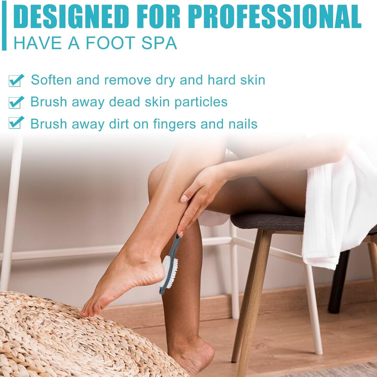 Foot File Callus Remover-3 Pcs 4 in 1 Foot Scrubber Dead Skin Remover for Feet,Pumice Stone, Foot Rasp and Sand Paper for Home Foot Care,Foot Brush for Shower (Grey Pedicure Foot File)