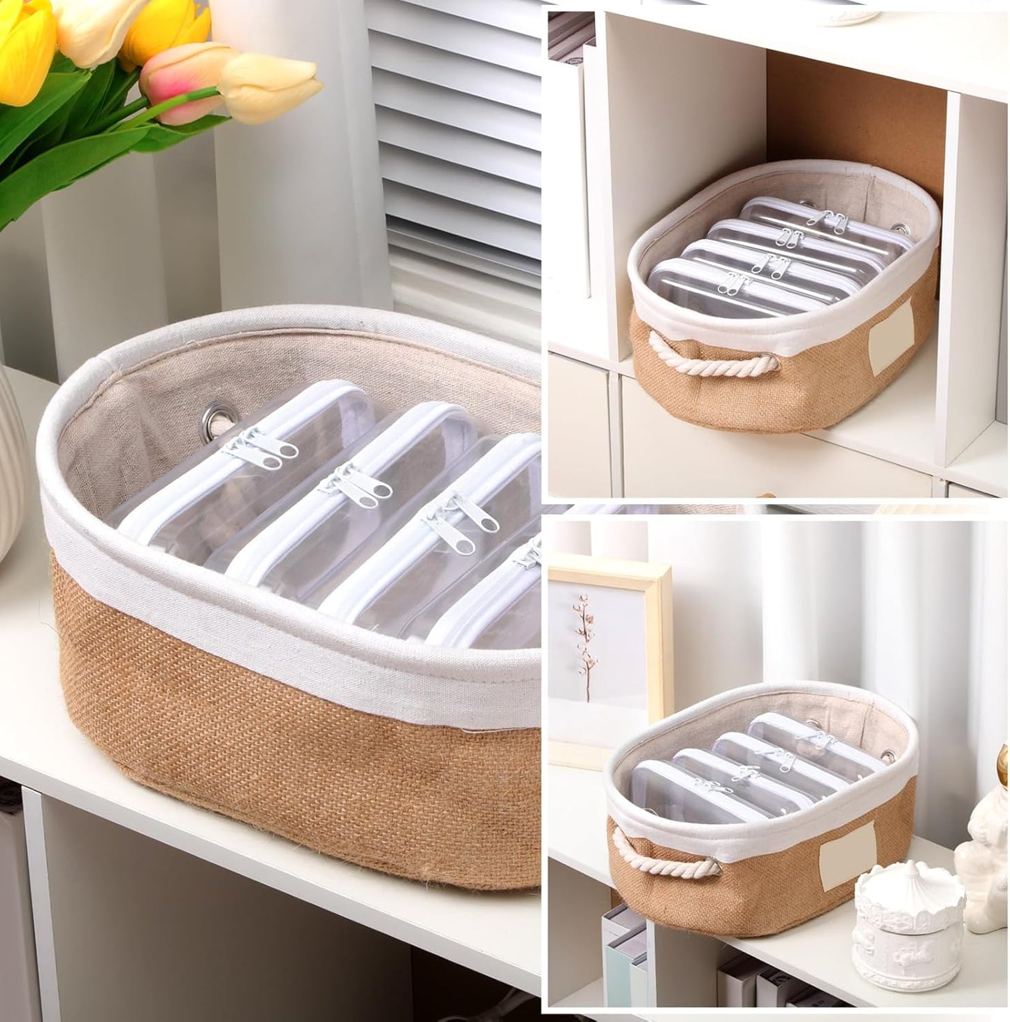 Sanwuta 6 Pcs Clear Hard Zipper Case Pencil Pouches Hard Plastic Zipper Pouches Makeup Bag Transparent Cases for Snacks Plastic Storage Organizer Box for Travel(White,7.48 x 3.94 x 2 Inch)