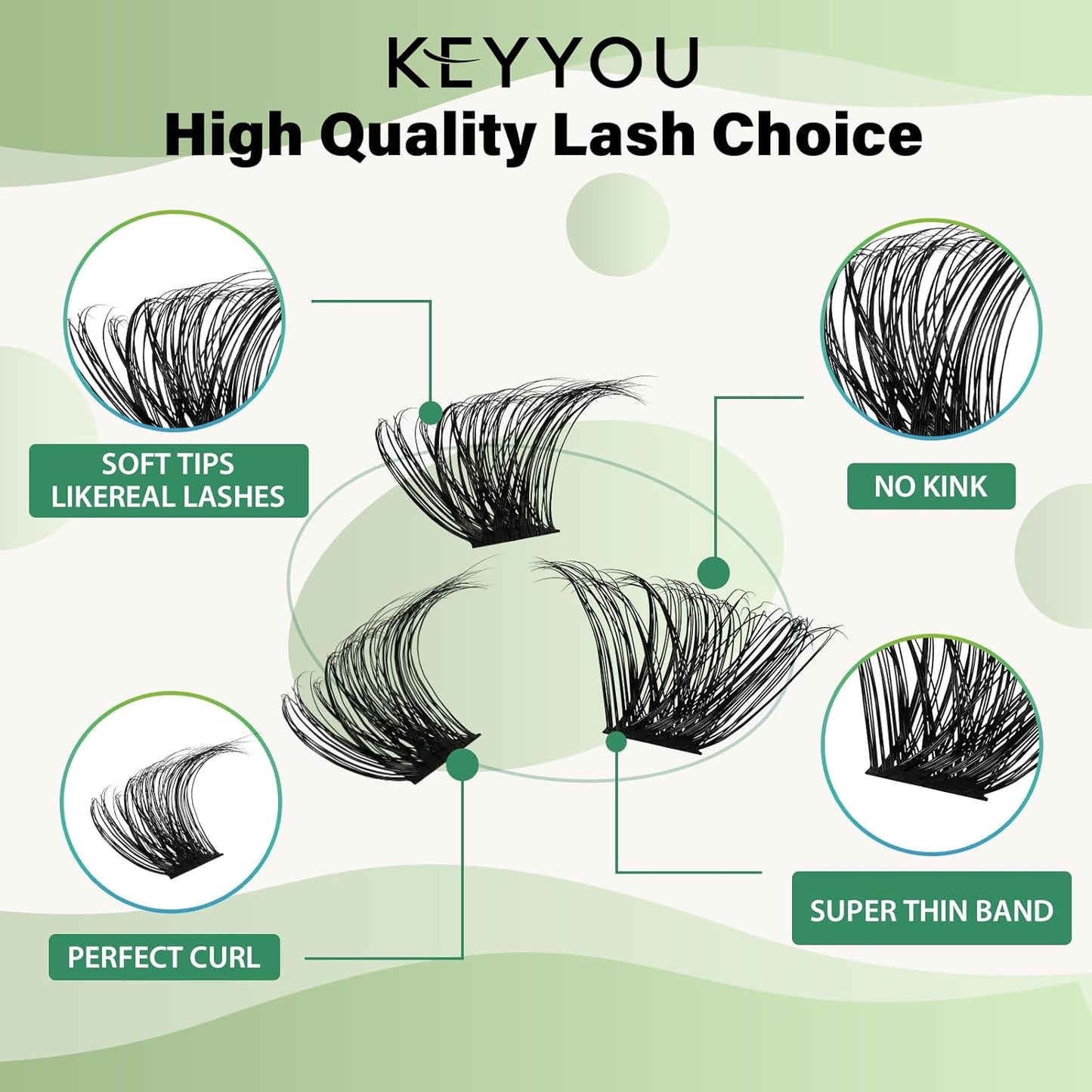 Lash Clusters 96pcs Eyelash Clusters D Curl 12mm Cluster Lashes KEYYOU Volume Wispy Lash Extension Soft&Comfortable Easy DIY at Home(Y24,D-12mm)
