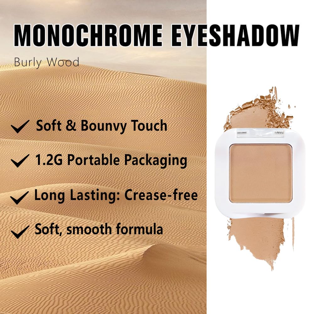 evpct Matte Light Nude Brown Single Eye Shadow Palette Makeup for Older Women, Burly Wood Cream Eye shadow Palette Single for Older Women Matte, High Pigment Monochrome Eyeshadow, sombra de ojos